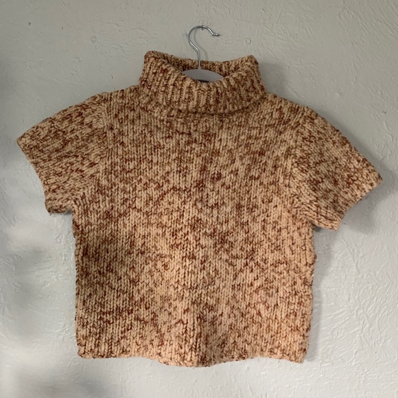 Vintage Sweaters - chunky knit short sleeve turtleneck